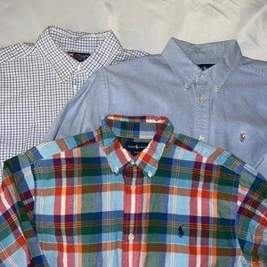 Lot of 3 button down shirts, boys size 18-20, 2 Polo, 1 Chaps, excellent shape!